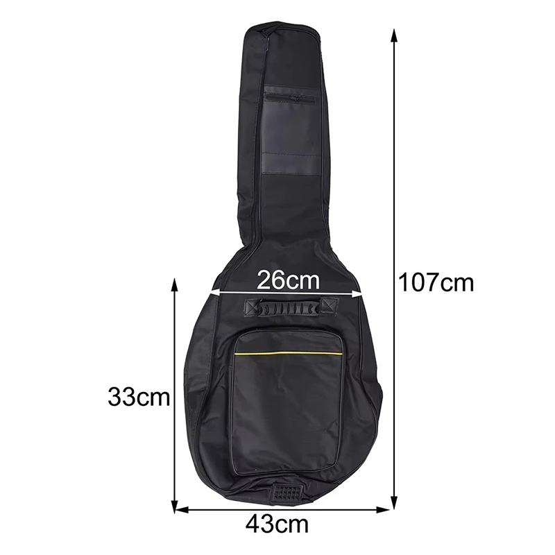 Dimensions Housse Guitare Acoustique 41 Pouces, Gig Bag Sac à Dos Noir, Housse Transport Imperméable pour Guitare Folk Dreadnought