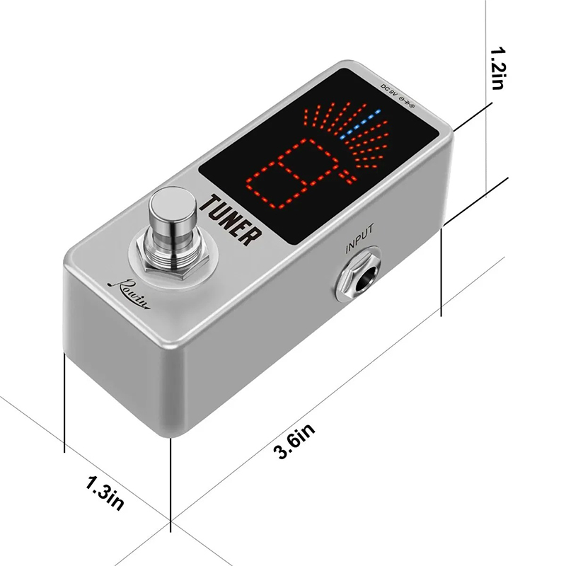 Dimensions Pédale Accordeur Chromatique Mini Tuner LED Haute Précision