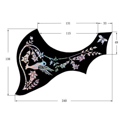 Dimensions Pickguard « Symphonie des Colibris Nacrés » - Protection Décorative pour Guitare Acoustique Lot de 2 pièces !