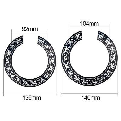 Dimensions Rosace Auto-Adhésive pour Guitare - Motif Nacre Noir & Argent