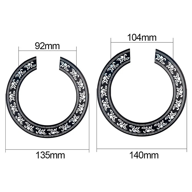 Dimensions Rosace Auto-Adhésive pour Guitare - Motif Nacre Noir & Argent