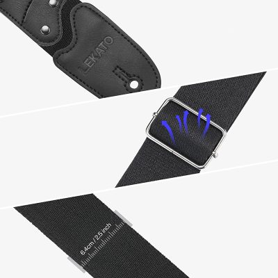 Dimensions Sangle de Guitare Noire Kit Complet du Guitariste – avec 5 Médiators & Accessoires