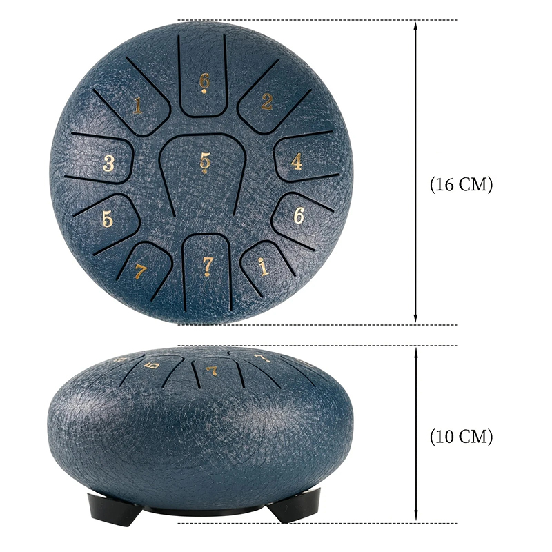 Dimensions Tongue Drum 8 Notes Tambour Mélodique Acier ZenTone Pro - 6 Couleurs au Choix !