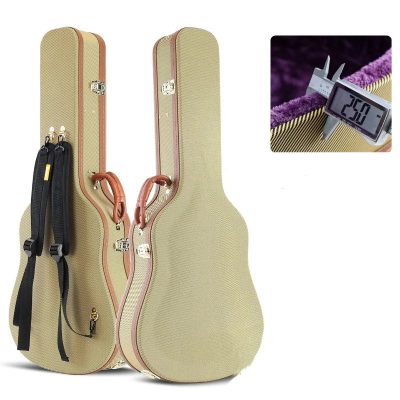 Étui Guitare Acoustique Tweed Vintage -, Hardshell Case Rigide 40-41 Pouces, avec Sangles Sac à Dos