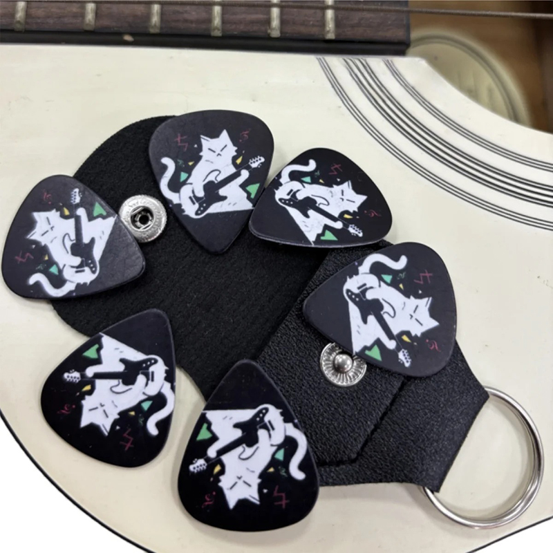 Lot de 6 Plectres Guitare - (Médiators) Motif Chat, avec Étui Porte-clés Porte-Plectre, pour Guitare Électrique Acoustique Basse