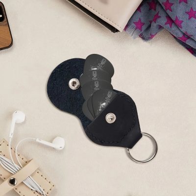 Magnifique Lot de 6 Plectres Guitare (Médiators) Motif Tête de Mort, avec Étui Porte-clés Porte-Plectre