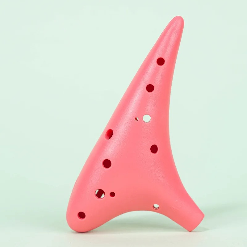 Ocarina 12 Trous Alto C en Plastique, Kit Débutant Anti-chute avec Cordon (Plusieurs Couleurs) Couleur Rose