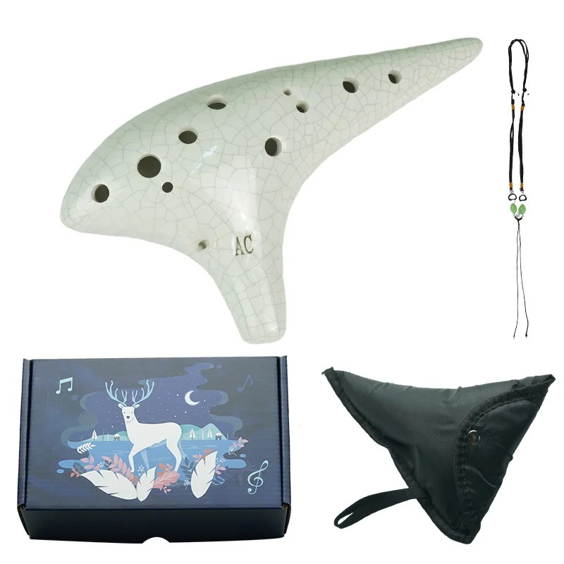 Ocarina 12 Trous en Céramique Mélodie du Vent - Couleur Blanc