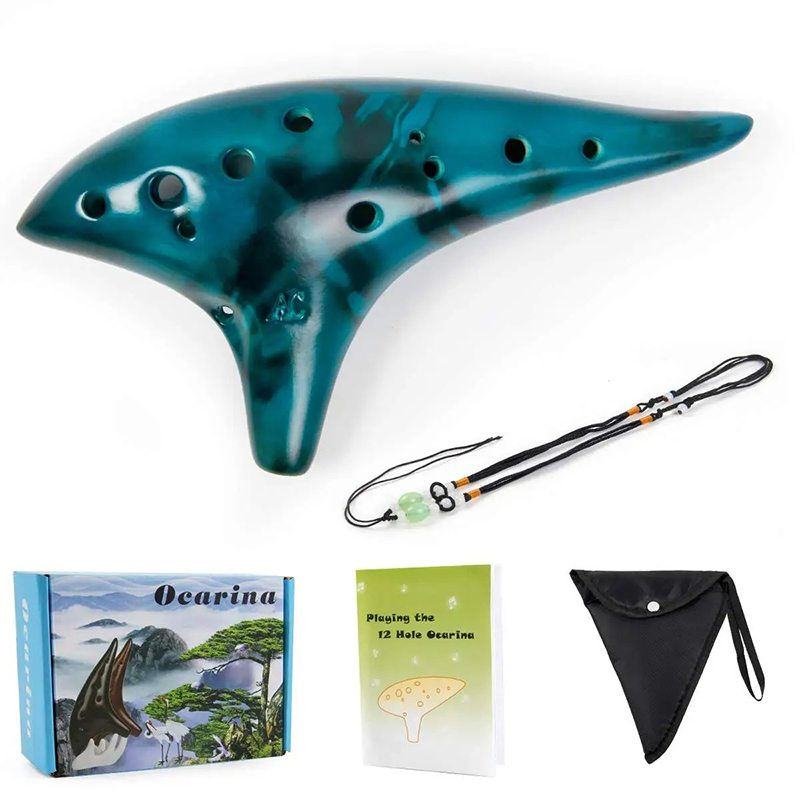 Ocarina 12 Trous en Céramique Mélodie du Vent - Couleur Bleu