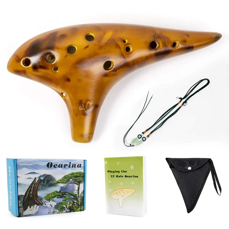 Ocarina 12 Trous en Céramique Mélodie du Vent - Couleur Wood