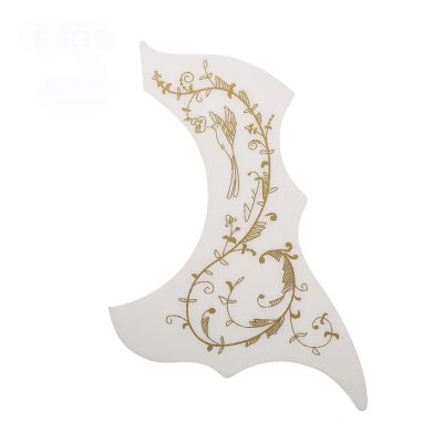 Pickguard « Chant de l’Oiseau Doré » - Protection Décorative pour Guitare Acoustique Couleur Blanc