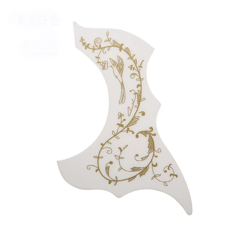 Pickguard « Chant de l’Oiseau Doré » - Protection Décorative pour Guitare Acoustique Couleur Blanc