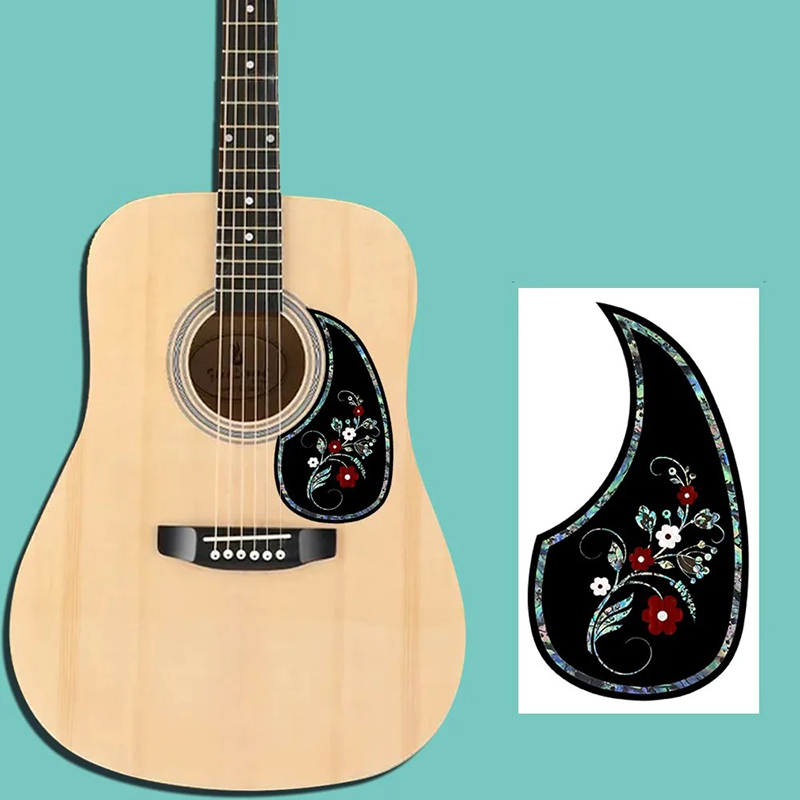 Pickguard Guitare Acoustique - Fleurs Ébène & Nacre
