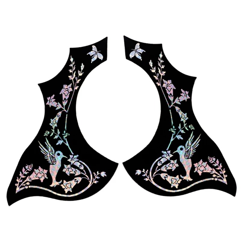 Pickguard « Symphonie des Colibris Nacrés » - Protection Décorative pour Guitare Acoustique Lot de 2 pièces !