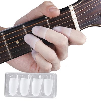 Protège-Doigts pour Guitare - Set de 4 Manchons Souples en Silicone (Tailles S, M, L)