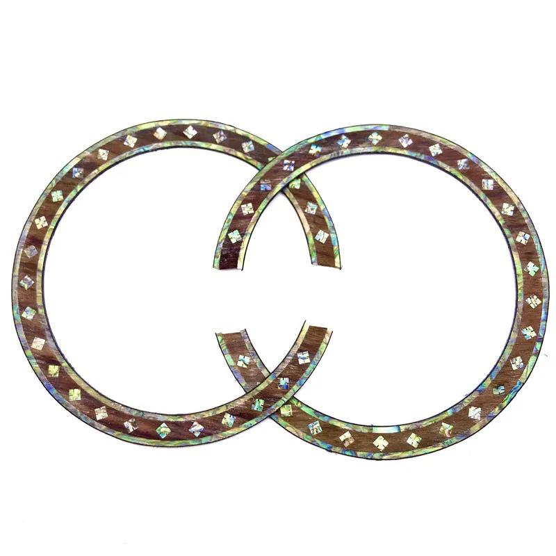 Rosace Décorative Guitare Acoustique - Incrustation Mosaïque Nacrée (Ø 110 mm)
