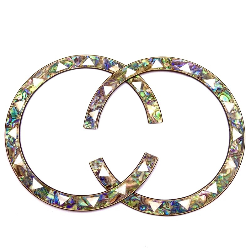 Rosace Décorative Guitare Acoustique - Incrustation Triangle Abalone (Ø 110 mm)