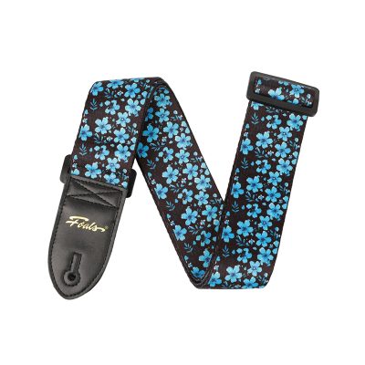 Sangle Guitare Classique Fleurs Bleues Vintage