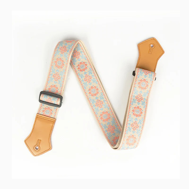 Sangle Guitare Classique Fleurs Pastel Bohème