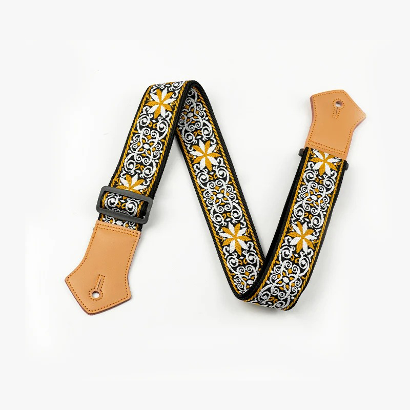 Sangle Guitare Classique Ornements d’Or Vintage