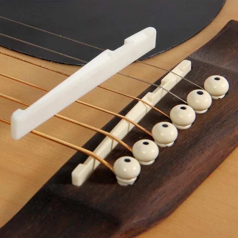 Set Sillet de Tête & Silet de Chevalet pour Guitare Acoustique - Imitation Os Naturel