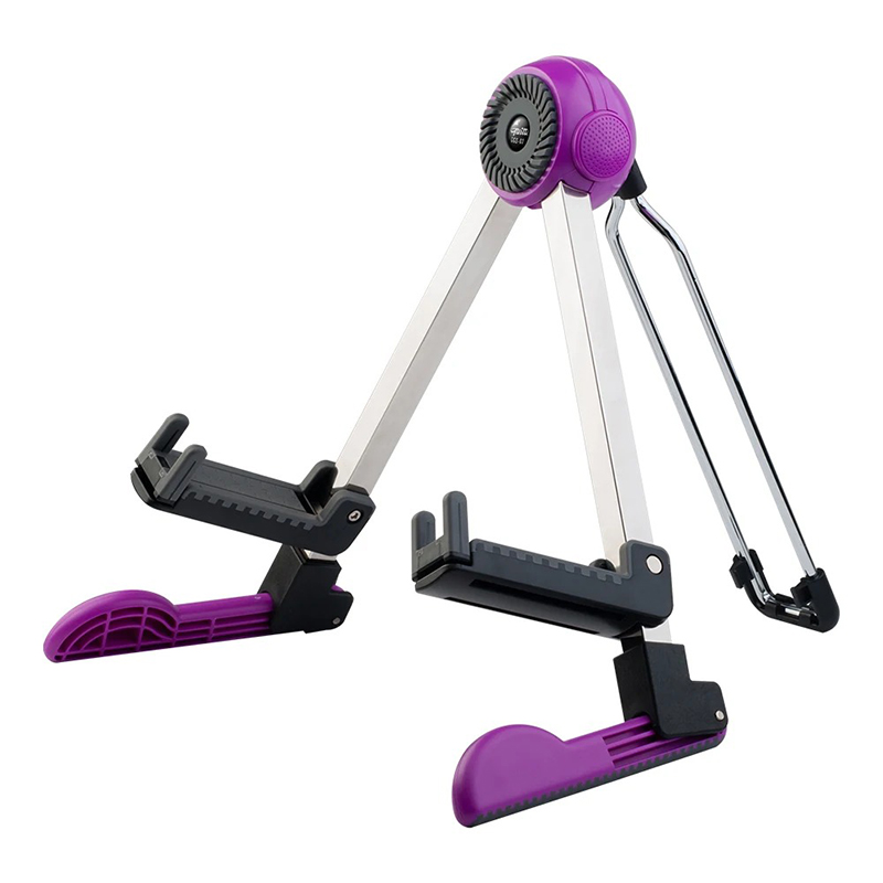 Support Guitare Aluminium Pliable Compact & Réglable Multi-Instruments Couleur Violet