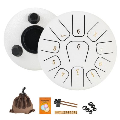 Tongue Drum 8 Notes Tambour Mélodique Acier ZenTone Pro Couleur Blanc