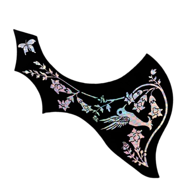 Vue de Cote Pickguard « Symphonie des Colibris Nacrés » - Protection Décorative pour Guitare Acoustique Lot de 2 pièces !