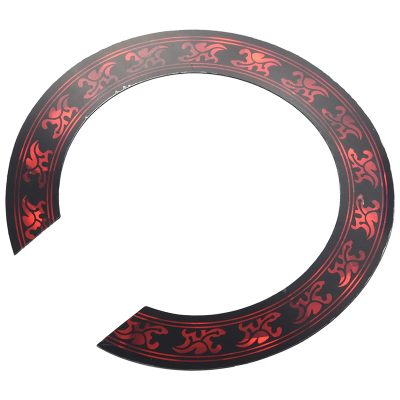 Vue de Cote Rosace Décorative Guitare Flamme Tribale Rouge - Autocollant de Protection Sonore