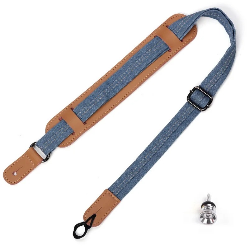 Sangle Ukulélé Denim & Cuir “Vintage Océan”
