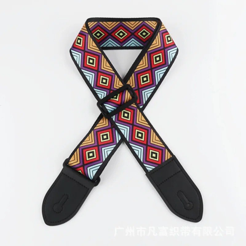 Sangle de Guitare Bohème Losanges Psychédéliques Multicolores