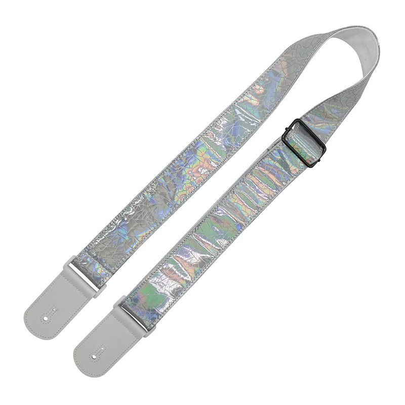Sangle Guitare Électrique à Effet Holographique Argent Prisma Nova