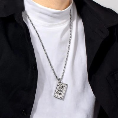 Vue Portée Collier Musique Cassette Retro Mixtape Vintage