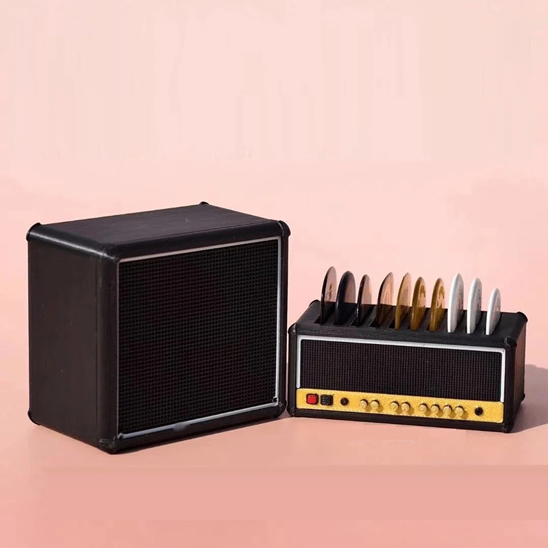 Avant Boîte de rangement pour plectres de guitare - Design Ampli Vintage