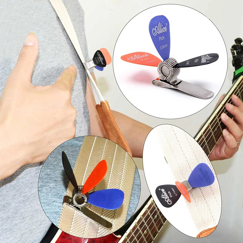 Clip ressort pour médiators (à fixer sur sangle, poche, guitare)
