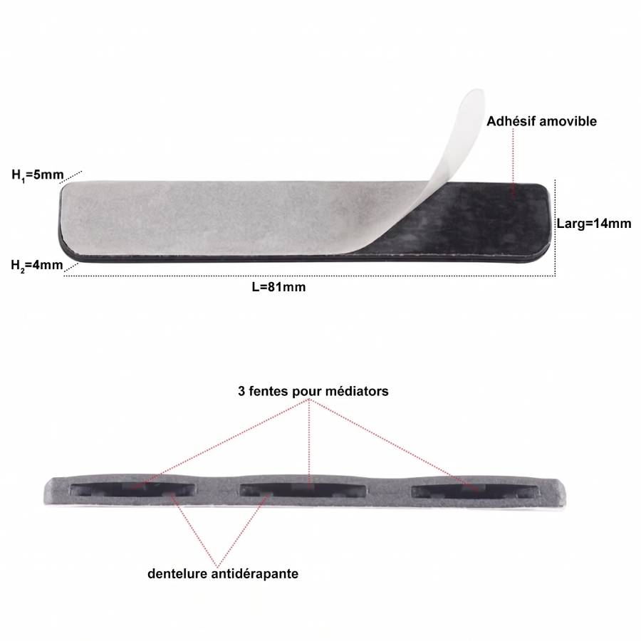 Details Techniquqe Support Auto-Adhésif pour Médiators - Pick Holder Compact