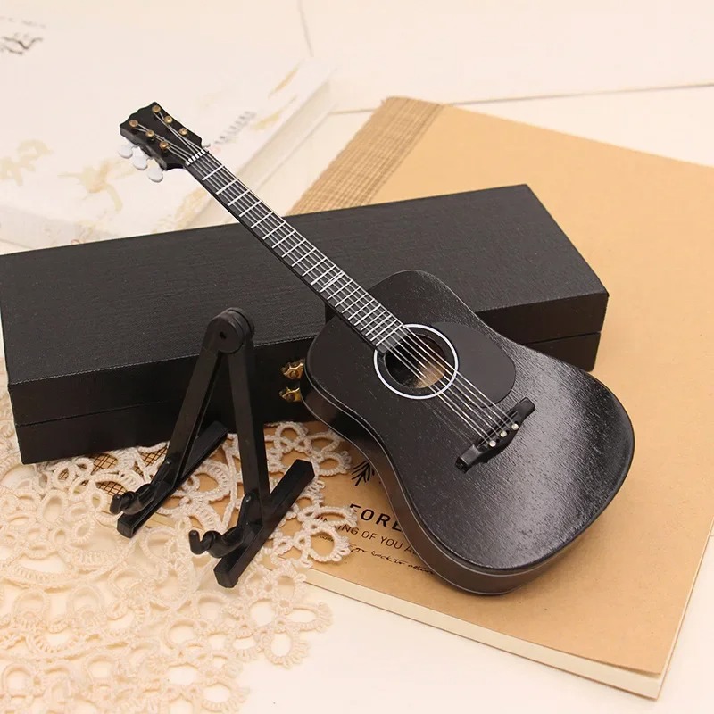 Guitare Miniature Acoustique Noir de Collection - 18 cm !