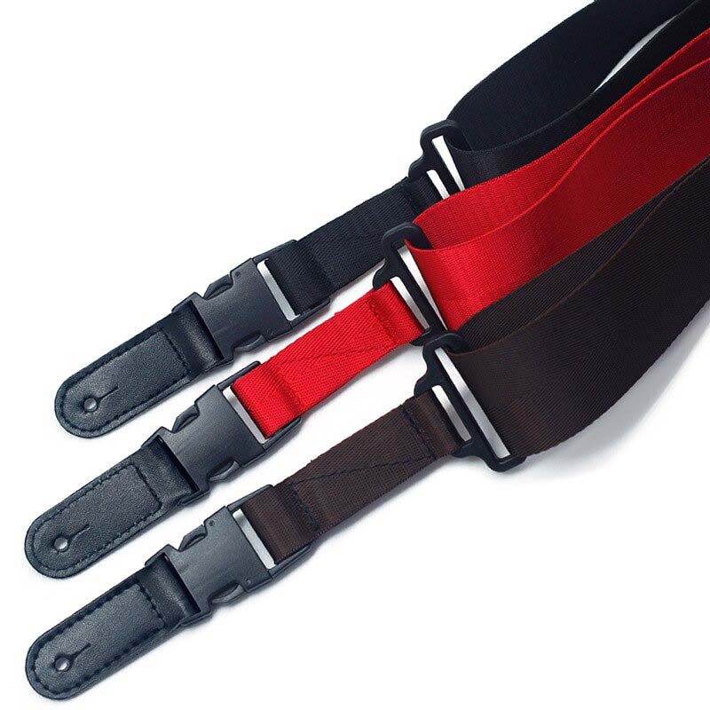 Sangle de guitare universelle réglable 96-140cm en Nylon avec cuir - 3 couleurs au choix