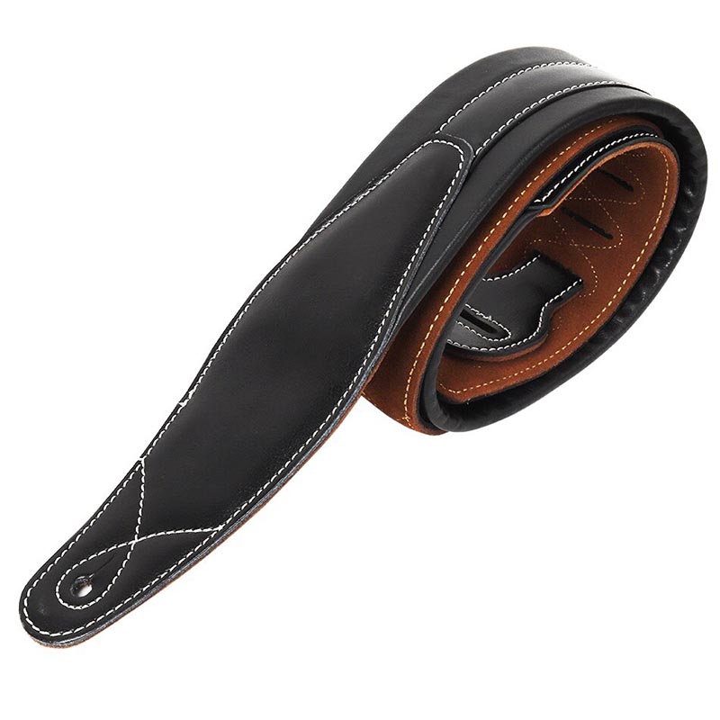Sangle de guitare en cuir noir - réglable parfait pour guitare électrique et basse - Noir