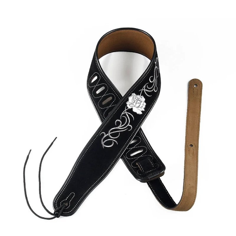 Sangle de Guitare en Cuir motif Rose