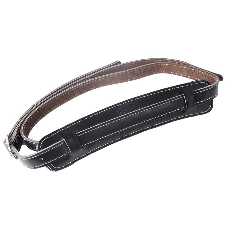 Sangle de guitare acoustique en cuir noir détails