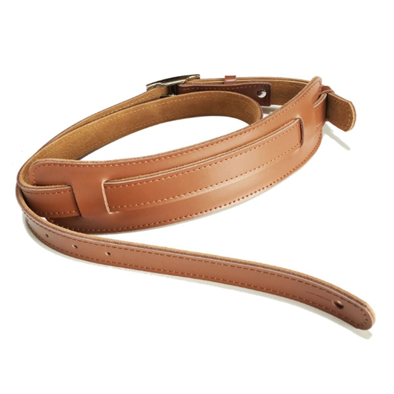 Sangle de mandoline en cuir et en métal réglable couleur marron