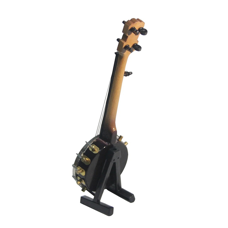 Vue Arrierre Banjo Miniature de Collection - Modèle Vintage sur Support - 18 cm !