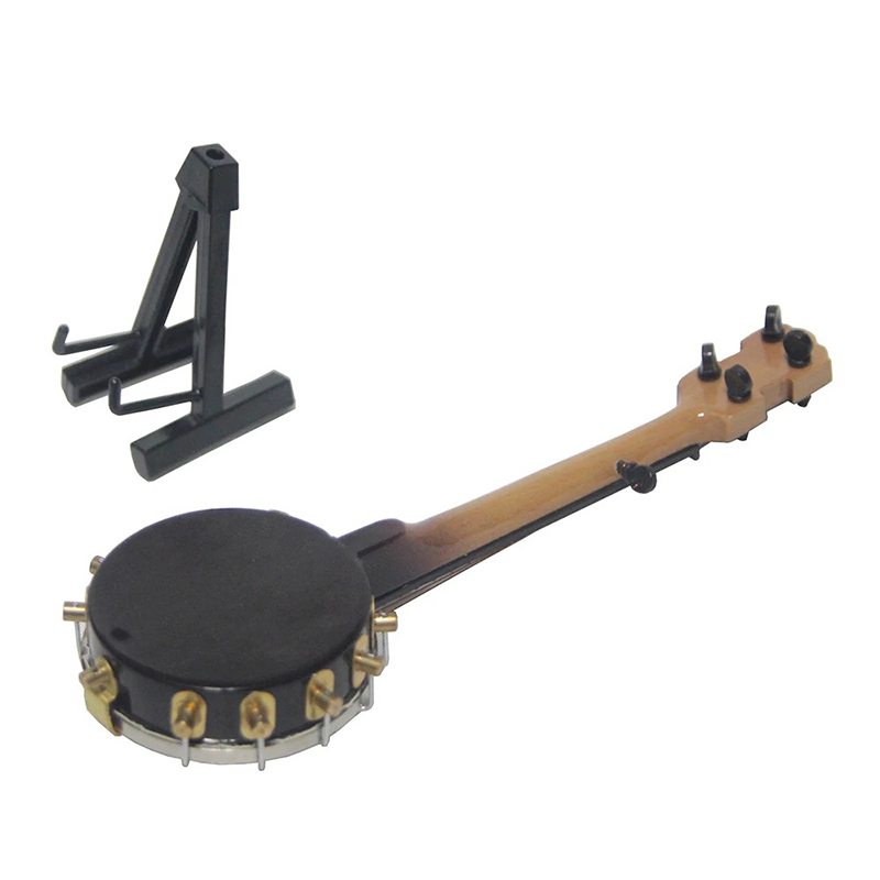 Vue generale Banjo Miniature de Collection - Modèle Vintage sur Support - 18 cm !