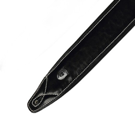 Sangle guitare rembourree en cuir noir