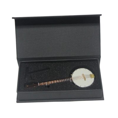 Boitier Banjo Miniature de Collection - Modèle Vintage sur Support - 14 cm