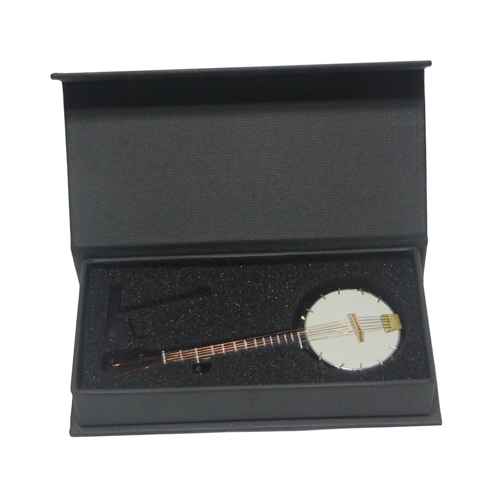 Boitier Banjo Miniature de Collection - Modèle Vintage sur Support - 14 cm