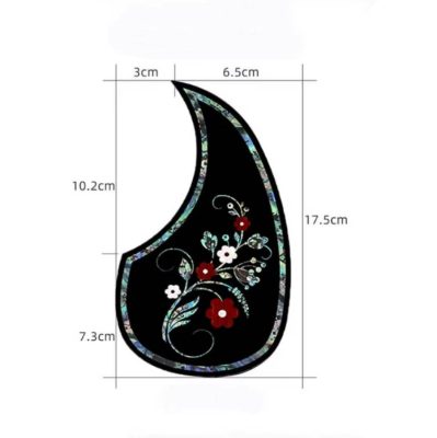 Dimensions Pickguard Guitare Acoustique Fleurs Ébène et Nacre