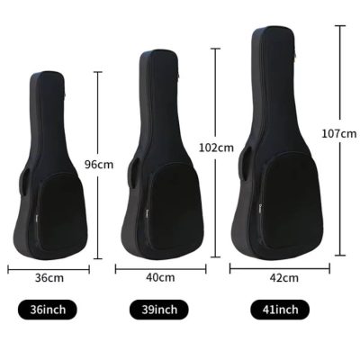 Taille Housse Guitare Acoustique Noire, Sac à Dos de Transport Multi-Tailles (34, 36, 39, 41 Pouces) pour Classique et Folk