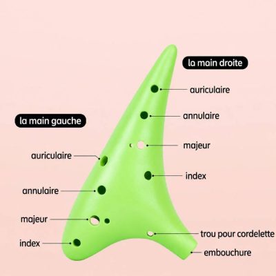 Utilissation Ocarina 12 Trous Alto C en Plastique, Kit Débutant Anti-chute avec Cordon (Plusieurs Couleurs)